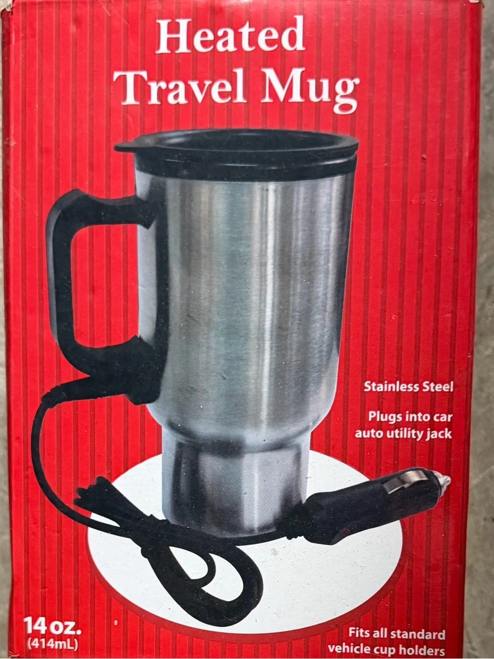 Stainless Steel Heated Travel Mug with Black Handle